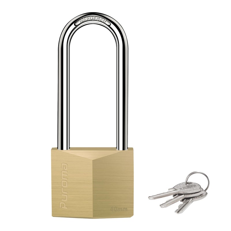 Puroma 1 Pack Keyed Padlock Waterproof Solid Brass Lock, 2.6 Inch Padlock with Keys for Sheds, Storage Unit School Gym Locker, Fence, Toolbox, Hasp Storage - Image 1